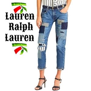 Lauren Ralph Lauren Multi-Color Patchwork Cropped Jeans